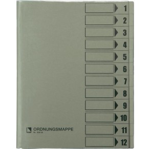 BENE Ordnungsmappe 83800 DIN A4 12-teilig Hartpappe grau