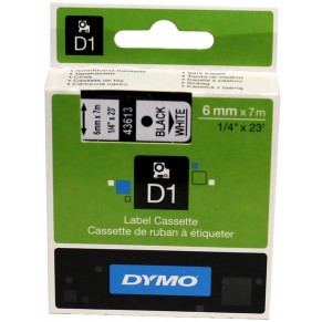 DYMO Schriftband SO720780 D1 6 mm x 7 m schwarz auf weiß