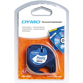 DYMO Letra Tag Etikettenband 12 mm schwarz auf weiß