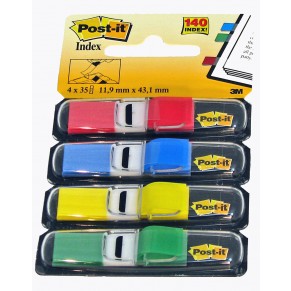 POST-IT® Index 683-4 4 x 35 Blatt im Spender 11,9 x 43,2 mm farbig sortiert