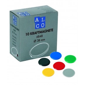 ALCO Haftmagnete 6848 10 Stück Ø 38 mm farbig sortiert