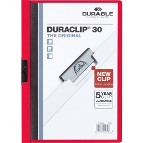 DURABLE Klemm-Mappe 2200 Duraclip A4 für 30 Blatt rot