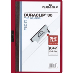 DURABLE Klemm-Mappe 2200 Duraclip A4 für 30 Blatt dunkelrot