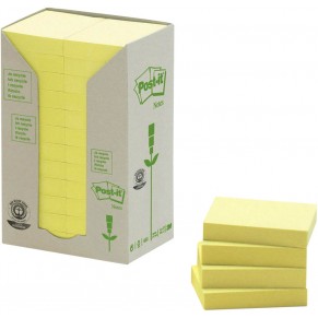 POST-IT® Haftnotizen 653-1T Recycling Notes 24 Blöcke à 100 Blatt 38 x 51 mm gelb