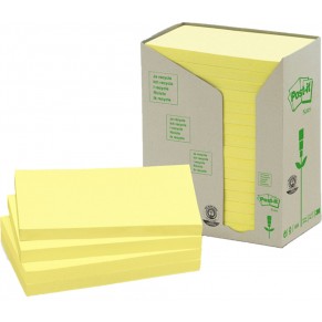 POST-IT® Haftnotizen 655-1T Recycling Notes 16 Blöcke à 100 Blatt 76 x 127 mm gelb