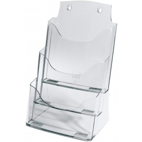 SIGEL Tisch-Prospekthalter LH130 A4 3 Fächer Acryl transparent