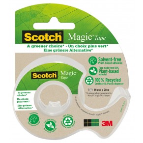 SCOTCH Klebeband Magic A Greener Choice 1 Rolle mit Abroller 19 mm x 20 m transparent