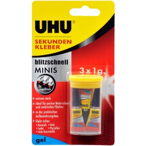 UHU Sekundenkleber 45370 minis Gel 3 x 1 g