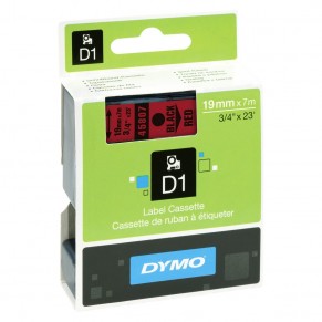 DYMO Schriftband 45807 D1 1,9 cm x 7 m schwarz auf rot