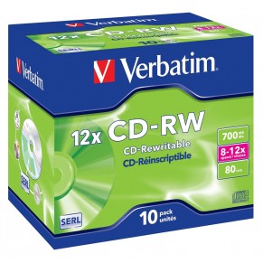 VERBATIM CD-RW 700MB 80min 12x Jewelcase 10 Stück