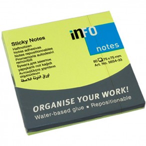 INFO NOTES Haftnotiz 75 x 75 mm 80 Blatt 12 Stück neongrün