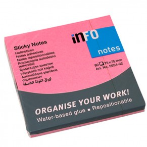 INFO NOTES Haftnotiz 75 x 75 mm 80 Blatt 12 Stück neonpink