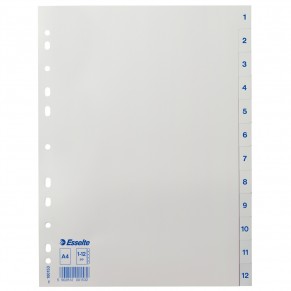 ESSELTE Register PP A4 1-12 weiss