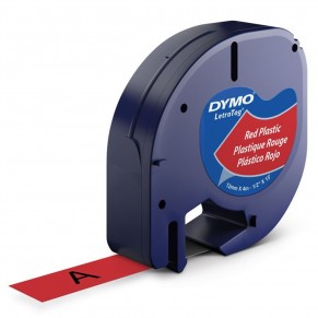 DYMO Letra-Band S0721630 12 mm x 4 m schwarz auf rot