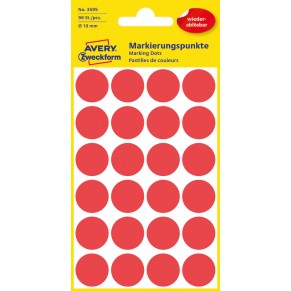 AVERY ZWECKFORM Markierungspunkte 3595 96 Stück wiederablösbar Ø 18 mm rot