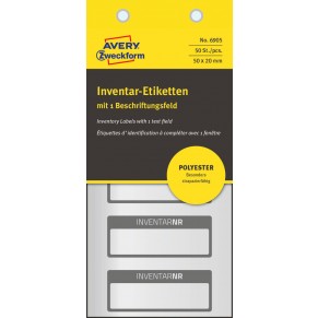 AVERY ZWECKFORM Inventaretiketten 6905 50 Stück silber/schwarz