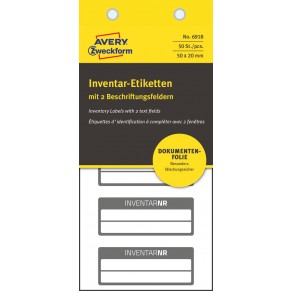 AVERY ZWECKFORM Inventaretiketten 6918 50 Stück abziehsicher 50 x 20mm weiß/schwarz