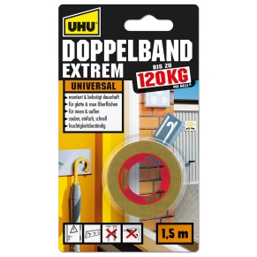 UHU Klebeband 46820 Doppelband extrem 19 mm  x 1,5 m transparent