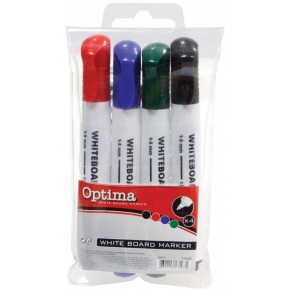 OPTIMA Whiteboardmarker 4 Stück mit Rundspitze 1-5 mm mehrere Farben