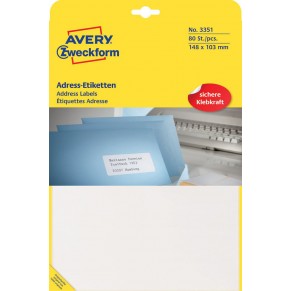 AVERY ZWECKFORM Adressetiketten 3351 80 Stück 148 x 103 mm weiß