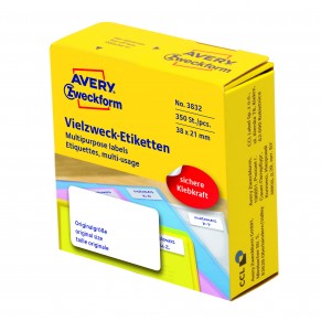 AVERY ZWECKFORM Vielzwecketiketten 3831 400 Stück 38 x 14 mm weiß