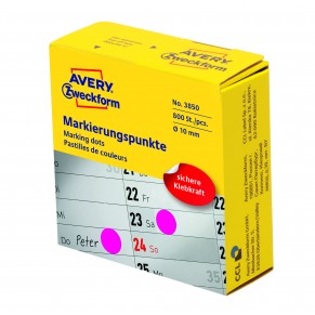 AVERY ZWECKFORM Markierungspunkte 3850 800 Stück permanent Ø 10 mm magenta