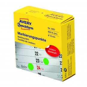 AVERY ZWECKFORM Markierungspunkte 3851 800 Stück permanent Ø 10 mm grün