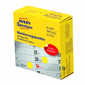 AVERY ZWECKFORM Markierungspunkte 3852 800 Stück permanent Ø 10 mm gelb