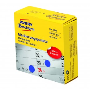 AVERY ZWECKFORM Markierungspunkte 3853 800 Stück permanent Ø 10 mm blau