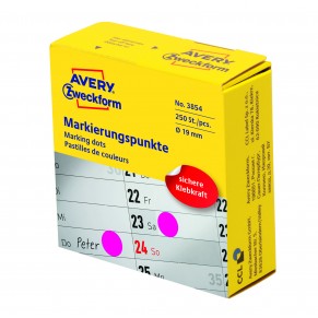 AVERY ZWECKFORM Markierungspunkte 3854 250 Stück permanent Ø 19 mm magenta