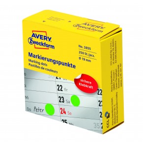 AVERY ZWECKFORM Markierungspunkte 3855 250 Stück permanent Ø 19 mm grün