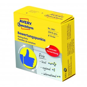 AVERY ZWECKFORM Bewertungspunkte 3861 250 Stück „Daumen“ permanent Ø 19 mm