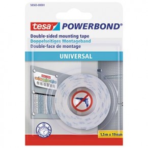 TESA Montageband Powerbond Universal doppelseitig klebend 19 mm x 1,5 m weiß