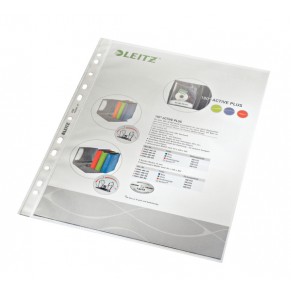 LEITZ Prospekthülle Standard 4790 100 Stück DIN A4 mit Universallochung genarbt transparent