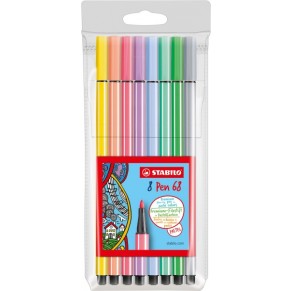 STABILO Filzstift Pen 68 8 Stück mit Rundspitze 1 mm pastell