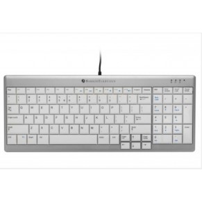 BAKKER ELKHUIZEN Tastatur Ultraboard 960 QWERTZ mit integriertem Ziffernblock und 2 USB-Ports silber