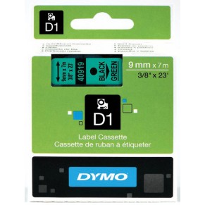 DYMO Beschriftungsband D1 40919 Kunststoff laminiet 9 mm x 7 m schwarz auf grün