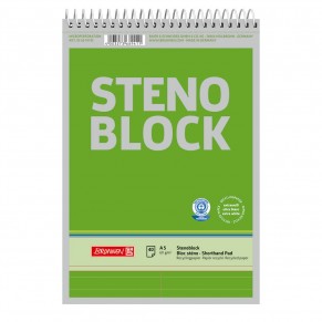 BRUNNEN Stenoblock 10-5574101 DIN A5 40 Blatt liniert mit Mittellinie