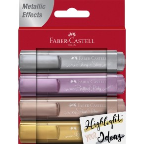 FABER-CASTELL Textmarker TL46 Metallic 4 Stück Keilspitze 1-5 mm farbig sortiert