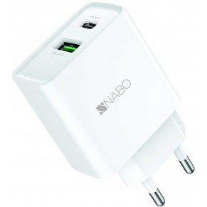 NABO USB Dual Charger 1x USB-A und 1x USB-C weiß