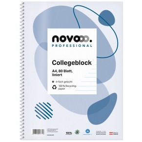 NOVOOO PROFESSIONAL Collegeblock DIN A4 80 Blatt liniert weiß