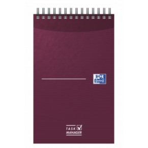 OXFORD Task Manager Office Essentials 70 Blatt liniert 12,5 x 20 cm weinrot