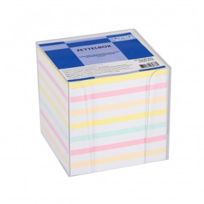 TIPTOP OFFICE Zettelbox inkl. 900 Blatt Notizzettel in pastell 9,5 x 9,5 cm transparent