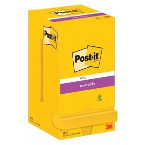 POST-IT® Haftnotizen Super Sticky 654-S 12 Blöcke à 90 Blatt 76 x 76 mm gelb