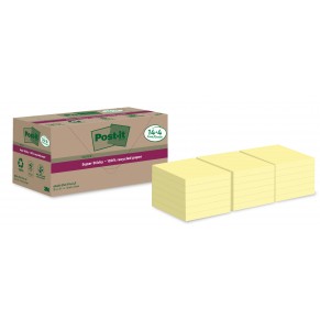 POST-IT® Haftnotizen Super Sticky Recycling 654RSSCY 18 Blöcke à 70 Blatt 76 x 76 mm gelb