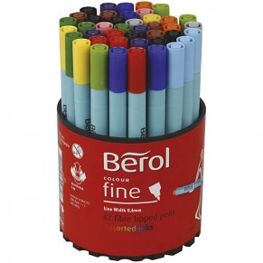 BEROL Colour Fine Faserstifte-Set 37230 42 Stück farbig sortiert