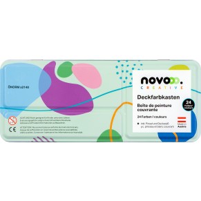 NOVOOO CREATIVE Deckfarbkasten inkl. Pinsel und Deckweiß 24 Farben