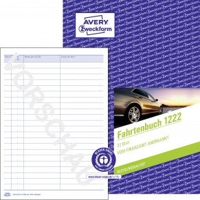 AVERY ZWECKFORM Fahrtenbuch Recycling 1222 DIN A5 32 Blatt für PWK und LKW