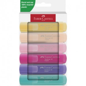 FABER-CASTELL Textmarker TL46 Pastell 6 Stück Keilspitze 1-5 mm farbig sortiert