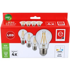 LED Lampe Filament E27 A60 4 Stück 7,3 W kühles weiß